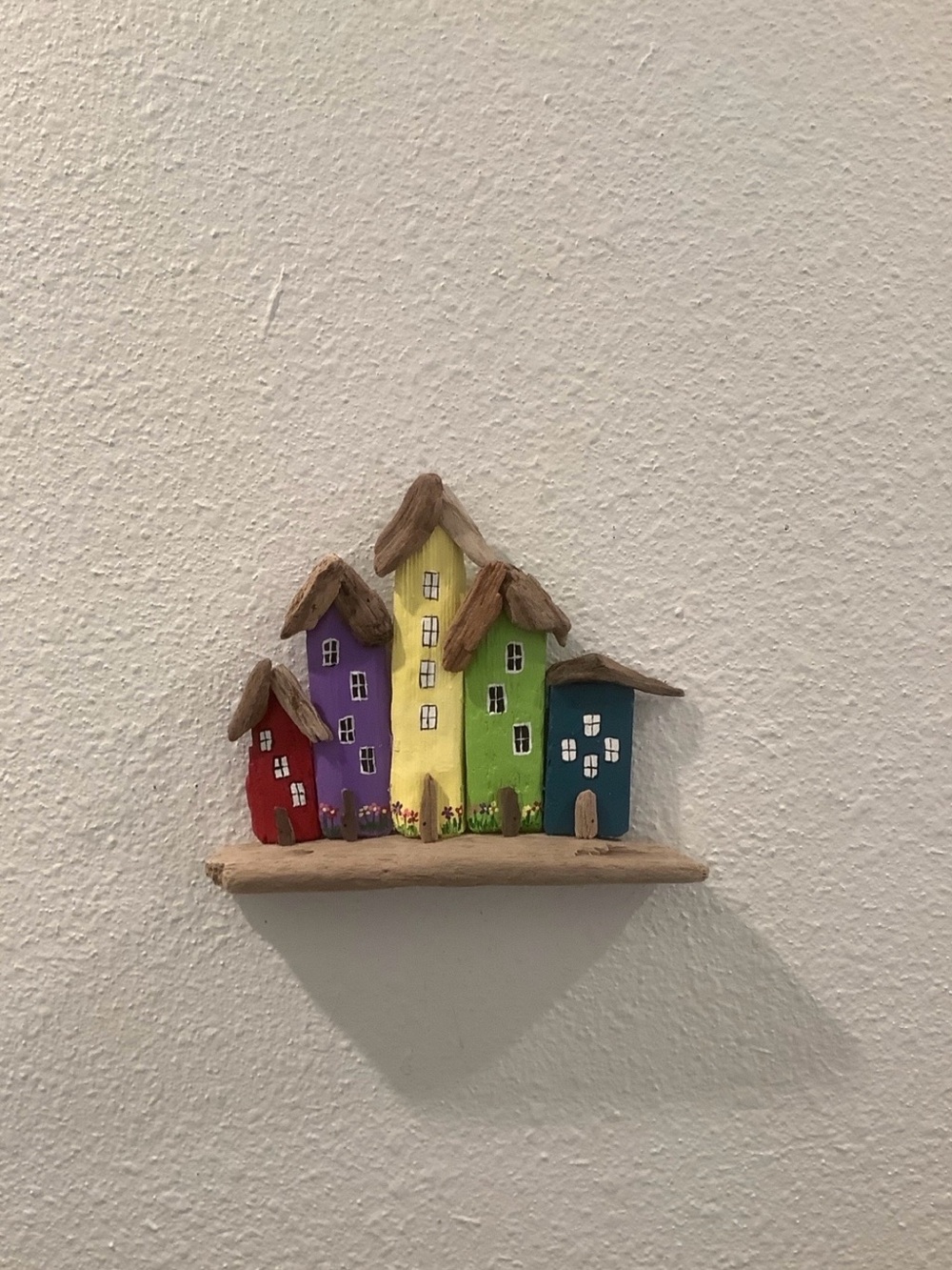 Driftwood Art, Driftwood Painted Flower Garden Houses, Driftwood Coastal Accent
